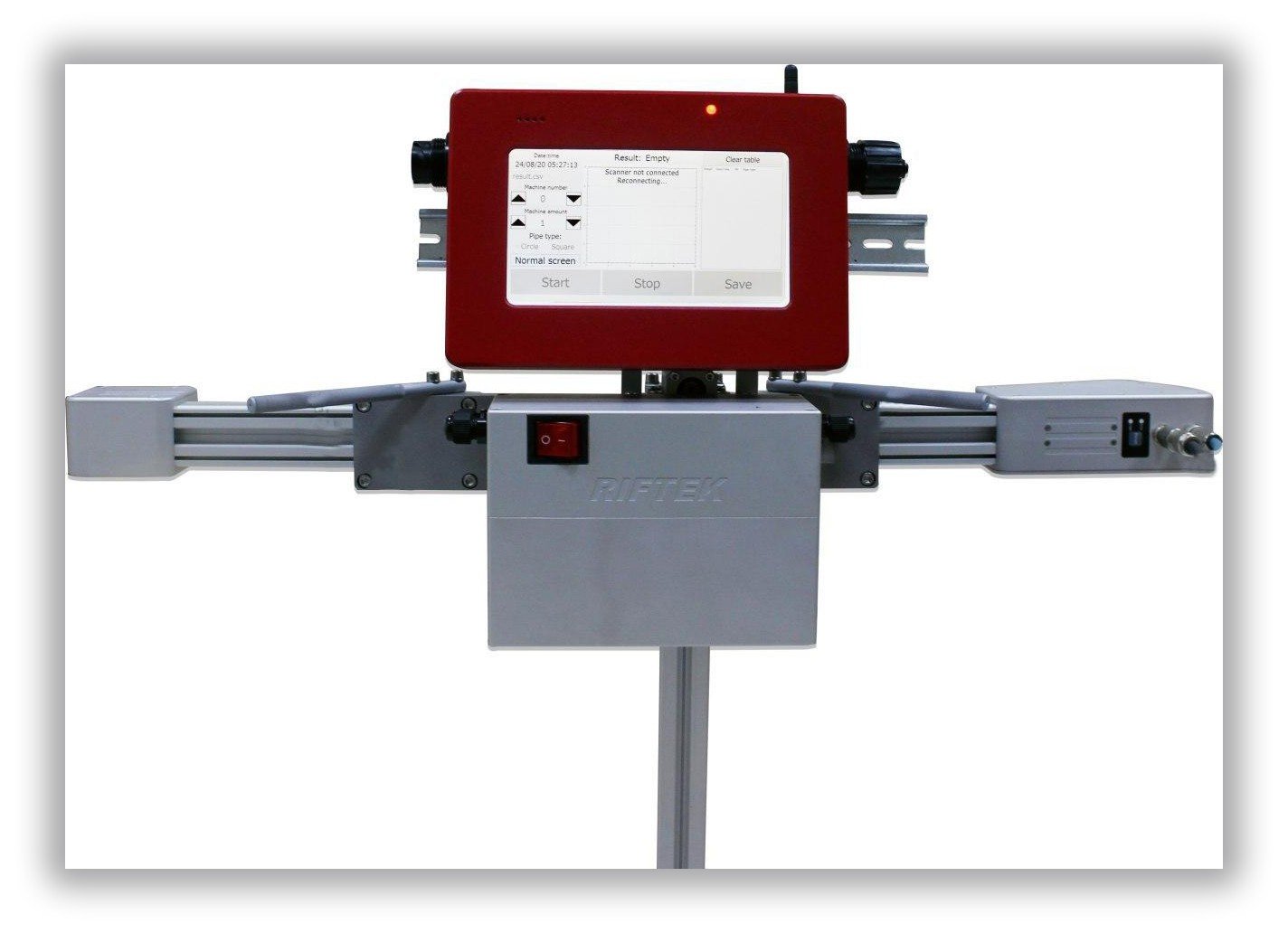 RIFTEK Laser System for Hot Objects Geometry Control — front view — RIFTEK — Laser Measurement Systems