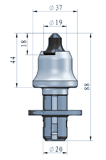 STROVOLT RM002 road milling pick with Ø20 mm shank for durable asphalt cutting