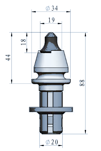 STROVOLT RM003 road milling pick with Ø20 mm shank for durable asphalt cutting
