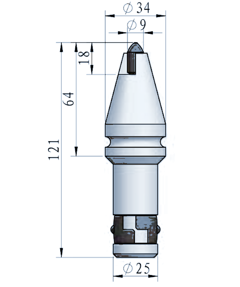 STROVOLT FD016 foundation drilling pick with Ø25 mm shank for deep, precise boreholes