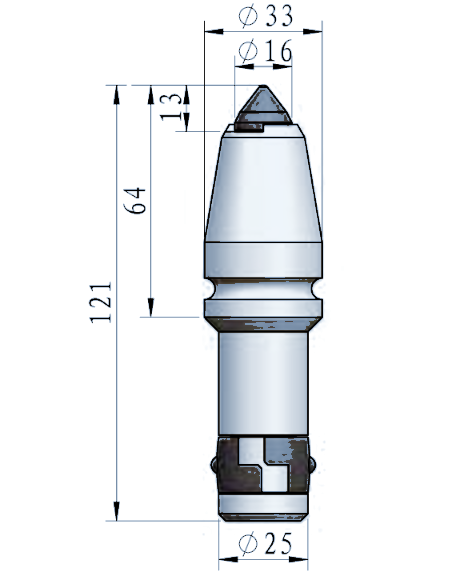 STROVOLT FD017 foundation drilling pick with Ø25 mm shank for precise soil and rock excavation