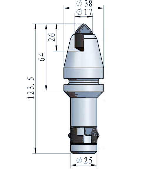 STROVOLT FD018 foundation drilling pick with 25mm shank for precise soil excavation