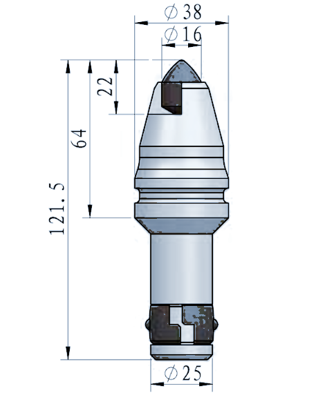 STROVOLT FD019 foundation drilling pick with 25mm shank for precise soil and rock excavation