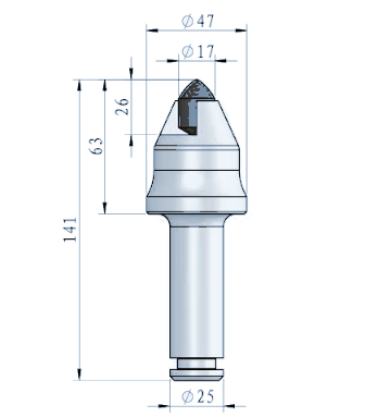 STROVOLT TR005 trencher pick with Ø25 mm shank for heavy-duty digging and trenching tasks