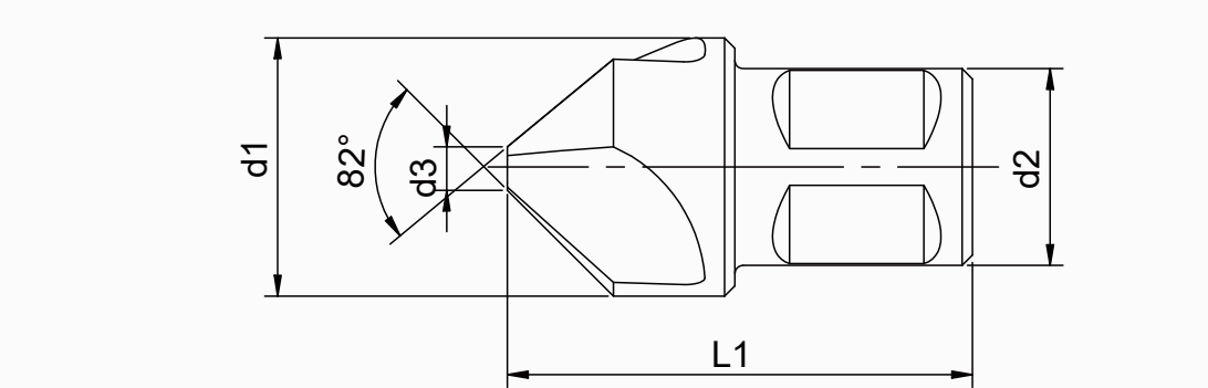 STROVOLT 82° HSS-E countersink weldon-shank technical dimension drawing (d1, d3, L1, d2)