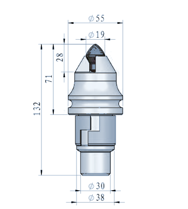 STROVOLT FD032 foundation drilling pick with Ø30/38 mm step shank for efficient soil penetration