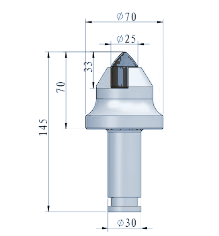STROVOLT RH001 Roadheader Pick with Ø30 mm shank for heavy-duty mining and tunneling applications