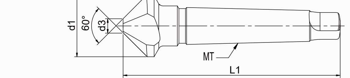 STROVOLT 60° HSS-E countersink morse taper-shank technical dimension drawing (d1, d3, L1, d2)