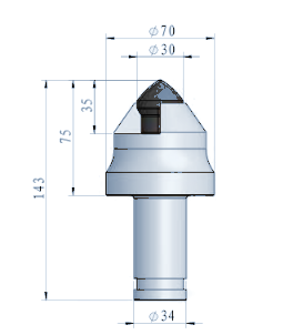 STROVOLT RH012 Roadheader Pick with Ø34 mm shank for heavy-duty underground mining and tunneling