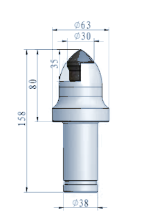 STROVOLT RH019 Roadheader Pick with Ø38 mm shank for heavy-duty mining and tunneling applications