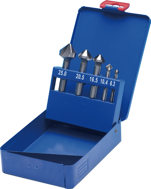 STROVOLT 5-piece HSS countersink set in metal case — image 1