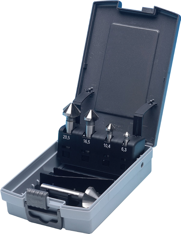 STROVOLT 5-piece HSS countersink set in metal case — image 1