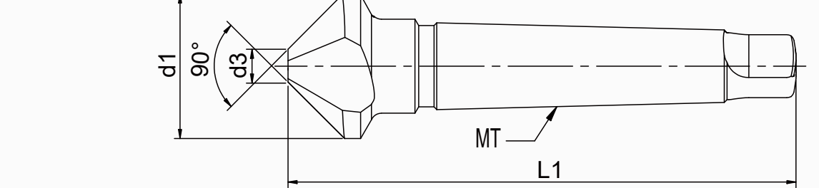 STROVOLT 90° HSS-E countersink morse taper-shank technical dimension drawing (d1, d3, L1, d2)