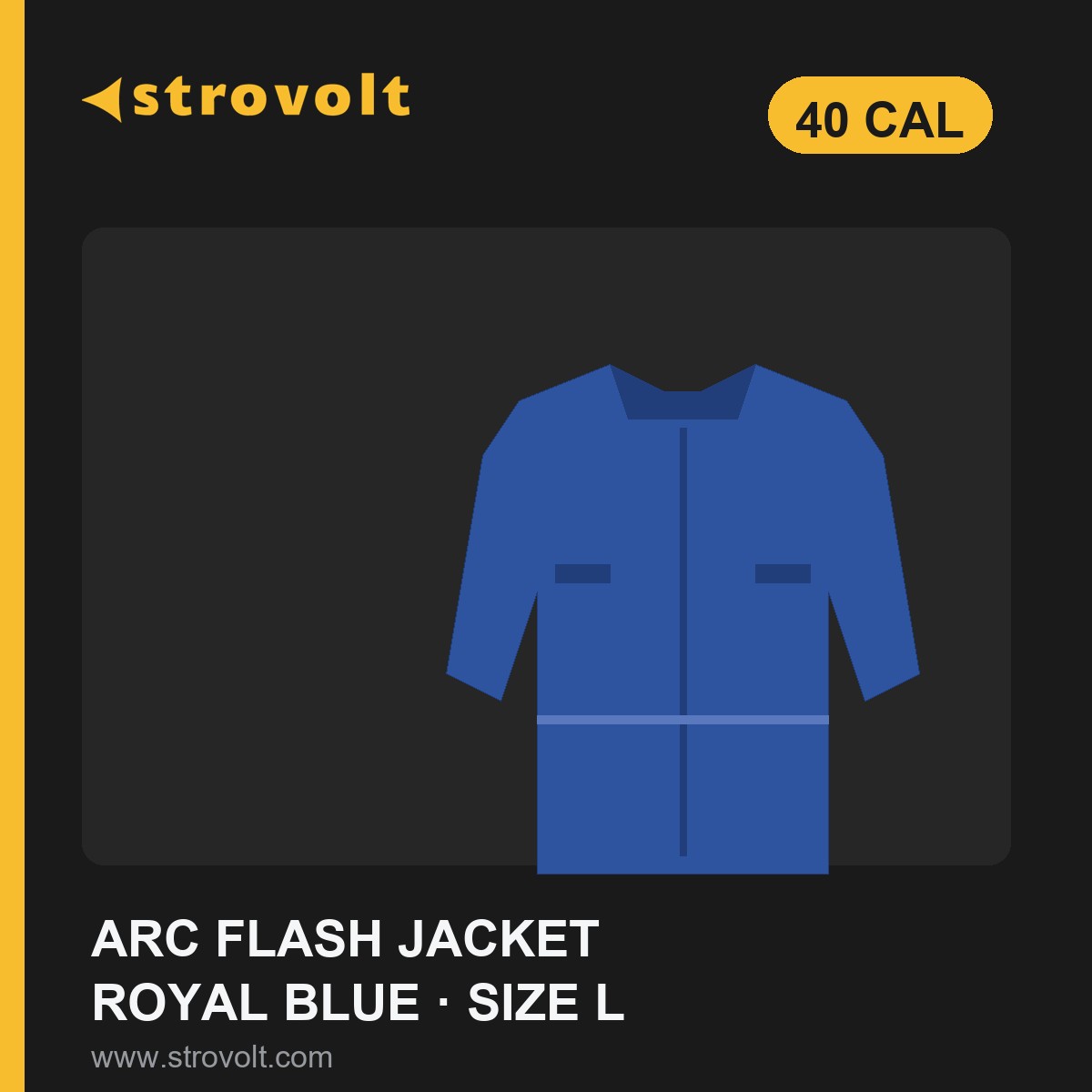 STROVOLT STROVOLT Arc Flash Jacket 40 Cal, Royal Blue, Size L branded product card