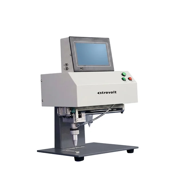 STROVOLT Desktop Electric Metal Name Plate Marking Machine with LCD Screen — side view — STROVOLT — Pneumatic Marking Machines — Saudi Arabia