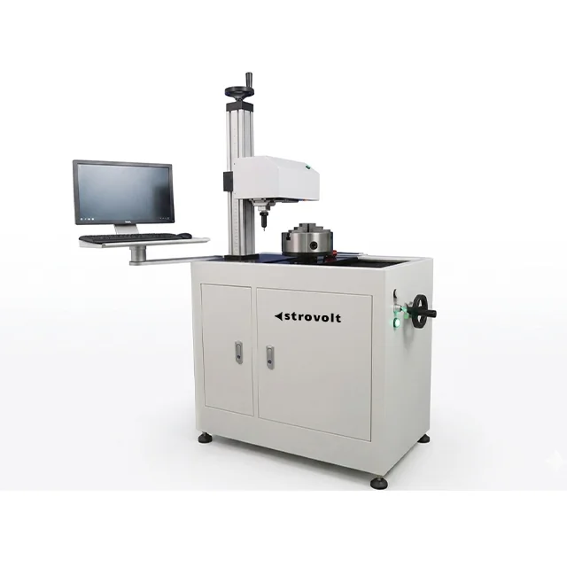 STROVOLT Multifunctional Horizontal Rotary Metal Flange Dot Pin Pneumatic Marking Machine with Computer — front view — STROVOLT — Pneumatic Marking Machines — Saudi Arabia