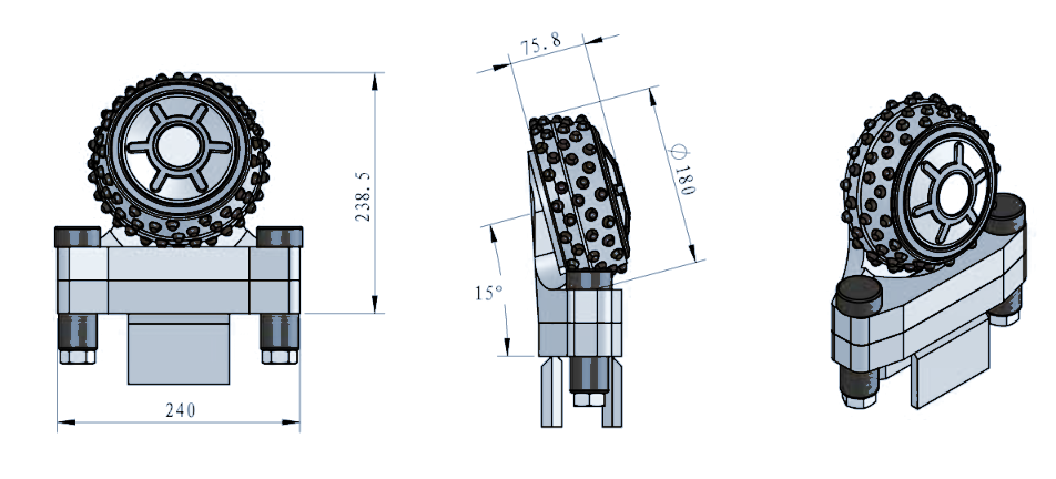 STROVOLT STRO-RC005 roller cone bit technical drawing with dimensions in mm