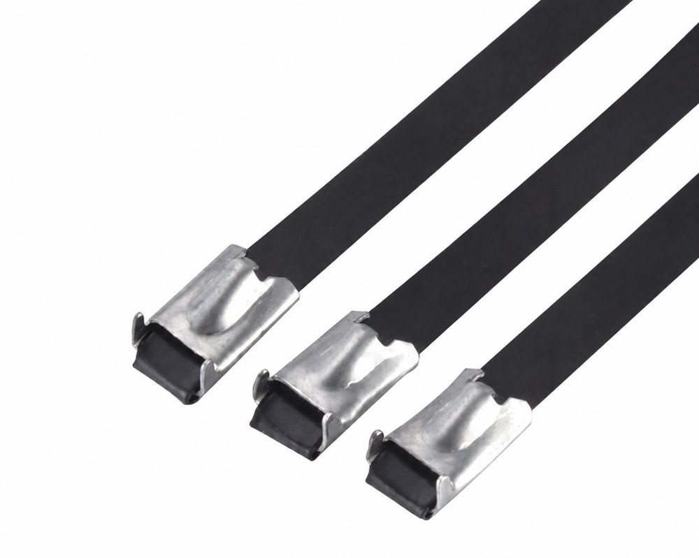 STROVOLT stainless steel epoxy coated cable ties C-350 ball lock type for secure heavy-duty fastening