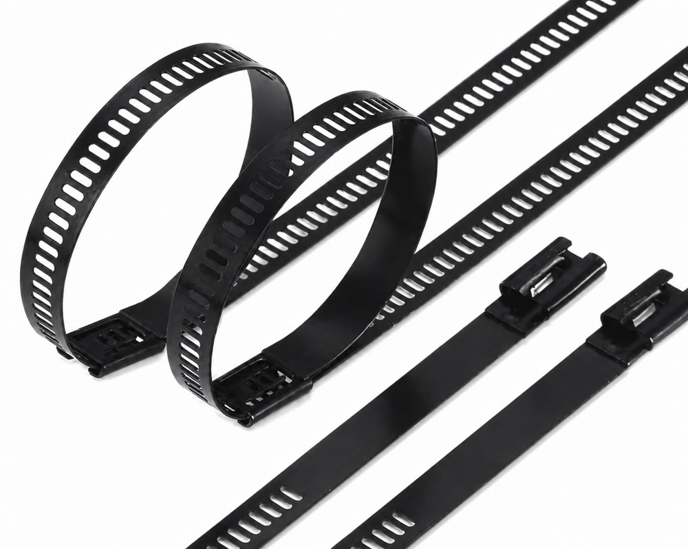 STROVOLT 7×650 stainless steel pvc coated cable ties - ladder multi barb lock type product photo — image 3