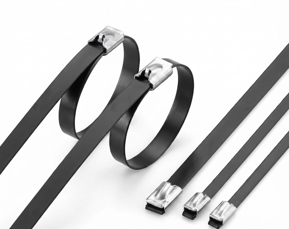 STROVOLT stainless steel plastic coated cable ties - ball lock type product photo — image 3