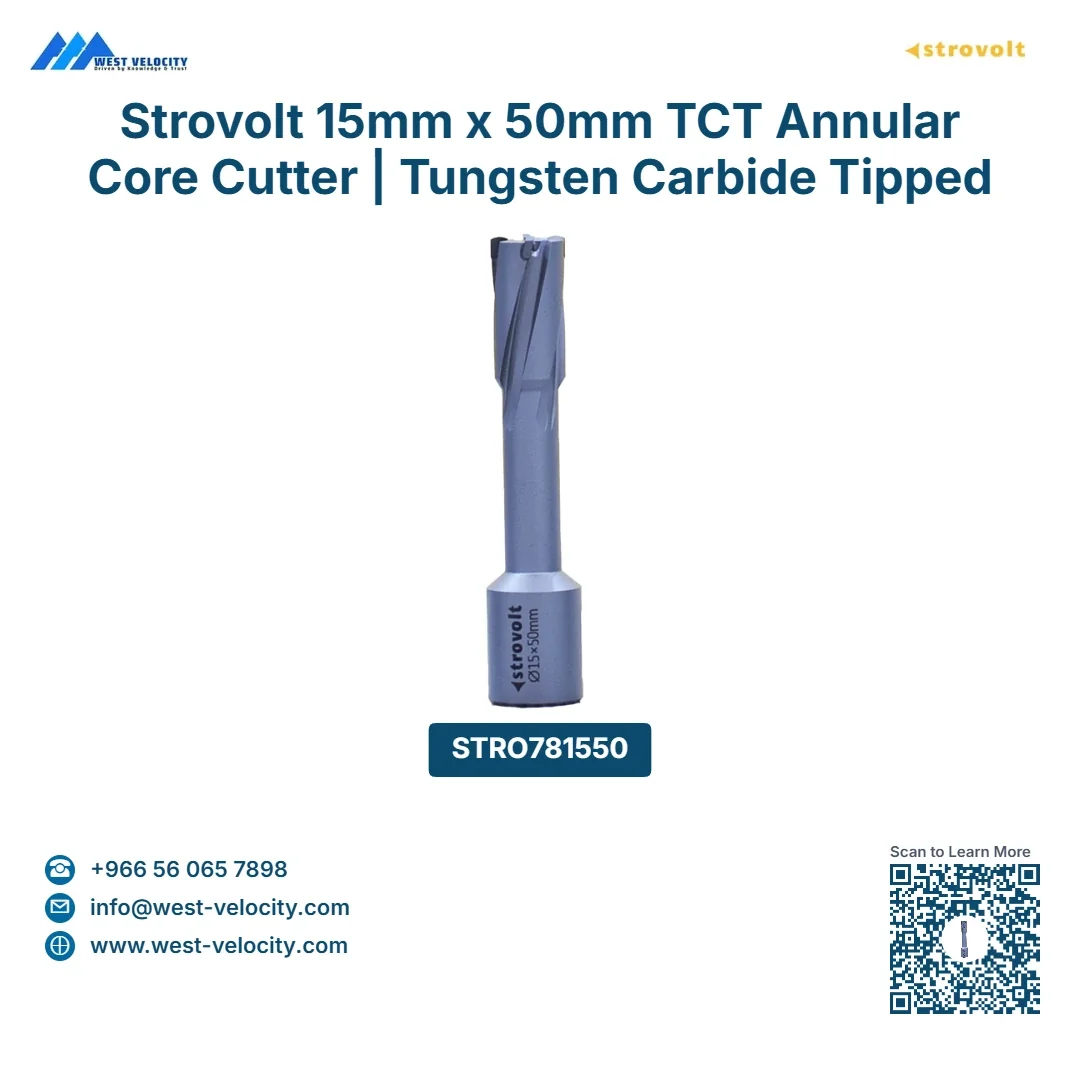 Strovolt 15mm x 50mm TCT Annular Core Cutter Tungsten Carbide Tipped Mag Drill Bit Heavy Duty Metal Hole Saw for Stainless Steel & Rail 3/4" Weldon Shank STRO781550 - strovolt - SKU: STRO781550