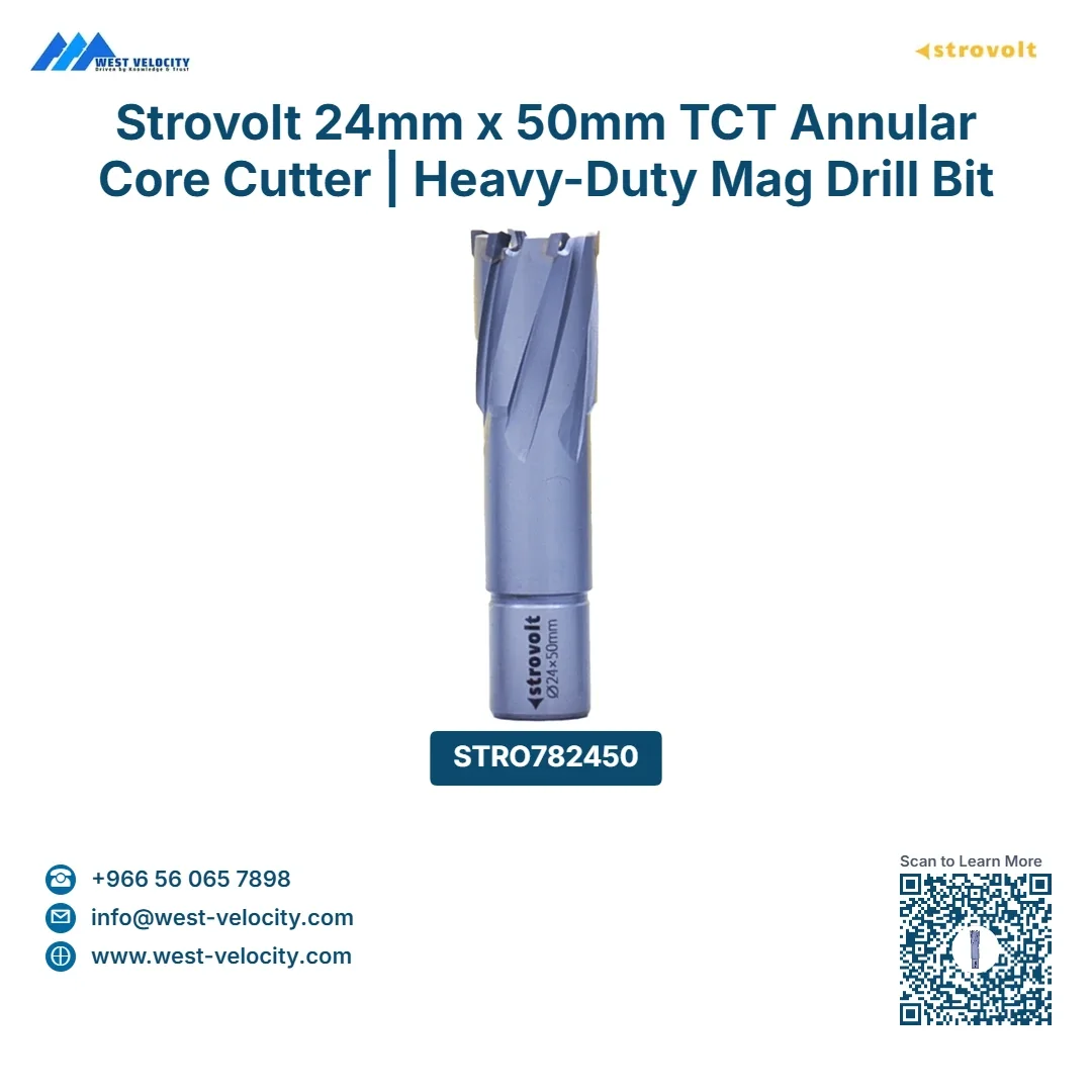 Strovolt 24mm x 50mm TCT Annular Core Cutter Industrial Tungsten Carbide Tipped Mag Drill Bit Heavy-Duty Hole Saw for Stainless Steel, Rail & Hardened Steel STRO782450 - strovolt - SKU: STRO782450