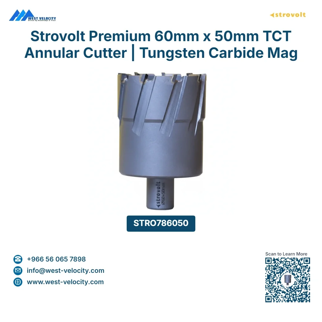 Strovolt Premium TCT Annular Core Cutter 60mm Diameter x 50mm Depth Tungsten Carbide Tipped Mag Drill Bit - strovolt - SKU: STRO786050 - Available in Saudi Arabia