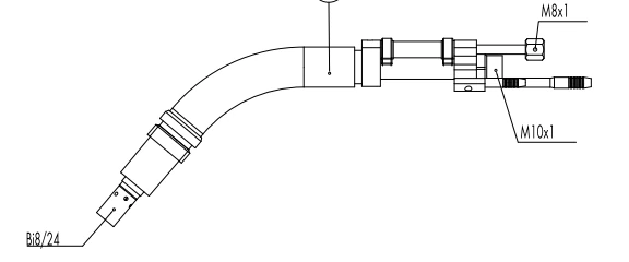 ABICOR BINZEL Swan neck ABIMIG GRIP W 605 C MIG welding gun with 50-degree bent neck