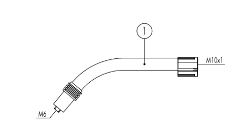 Swan neck MB 24 KD; 50° bent — front view — ABICOR BINZEL — Torch Necks