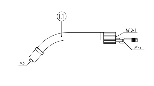 ABICOR BINZEL MB GRIP 240 D swan neck MIG welding gun with 50-degree bent neck for improved access