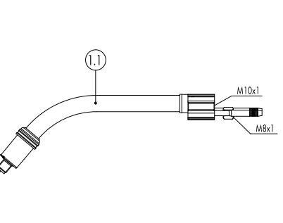 Swan neck MIG/MAG welding torch MB GRIP 501 D with 50° bent neck by ABICOR BINZEL