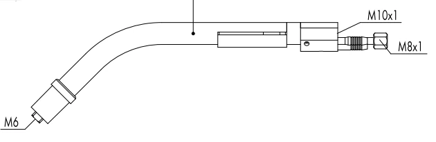 ABICOR BINZEL Swan neck RAB GRIP 240 D welding torch with 45° bent neck for improved access in tight spaces