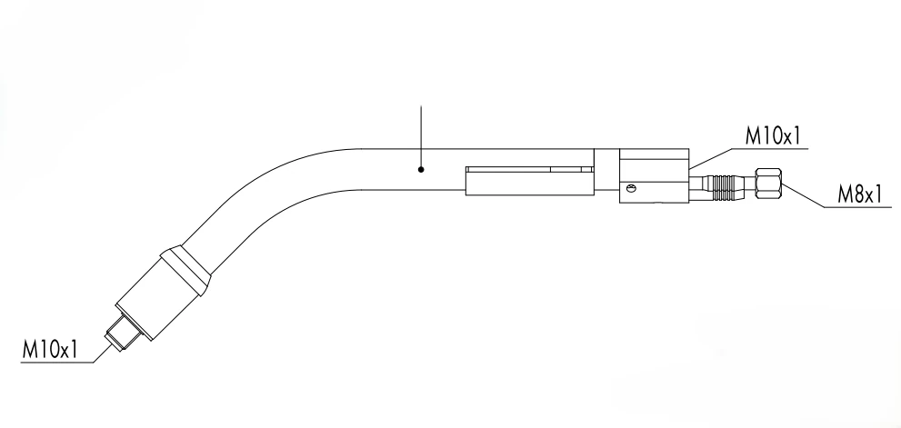 ABICOR BINZEL Swan neck RAB GRIP 501 D welding torch with 45-degree bent neck for improved access in tight spaces