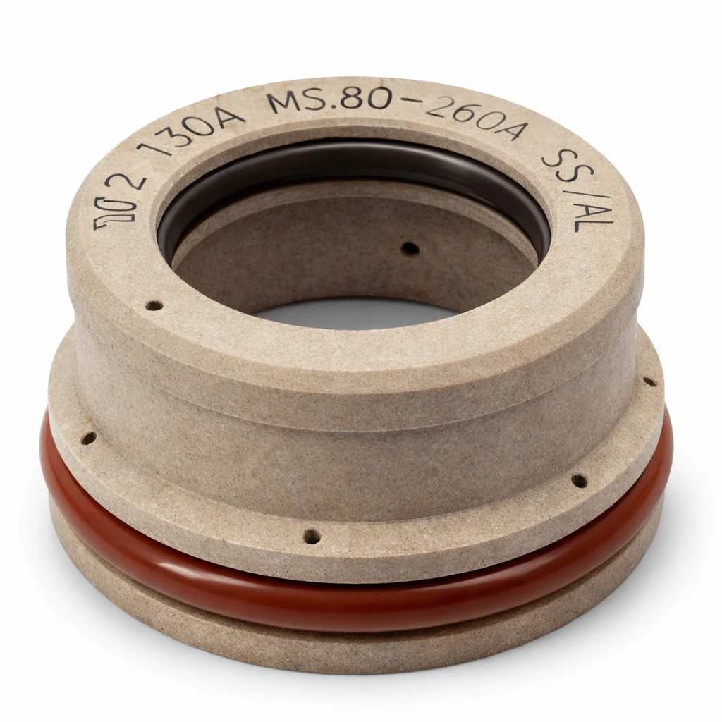 Thermacut Swirl Ring 130A mild steel plasma torch consumable for 30-260A cutting, with swirled air channels