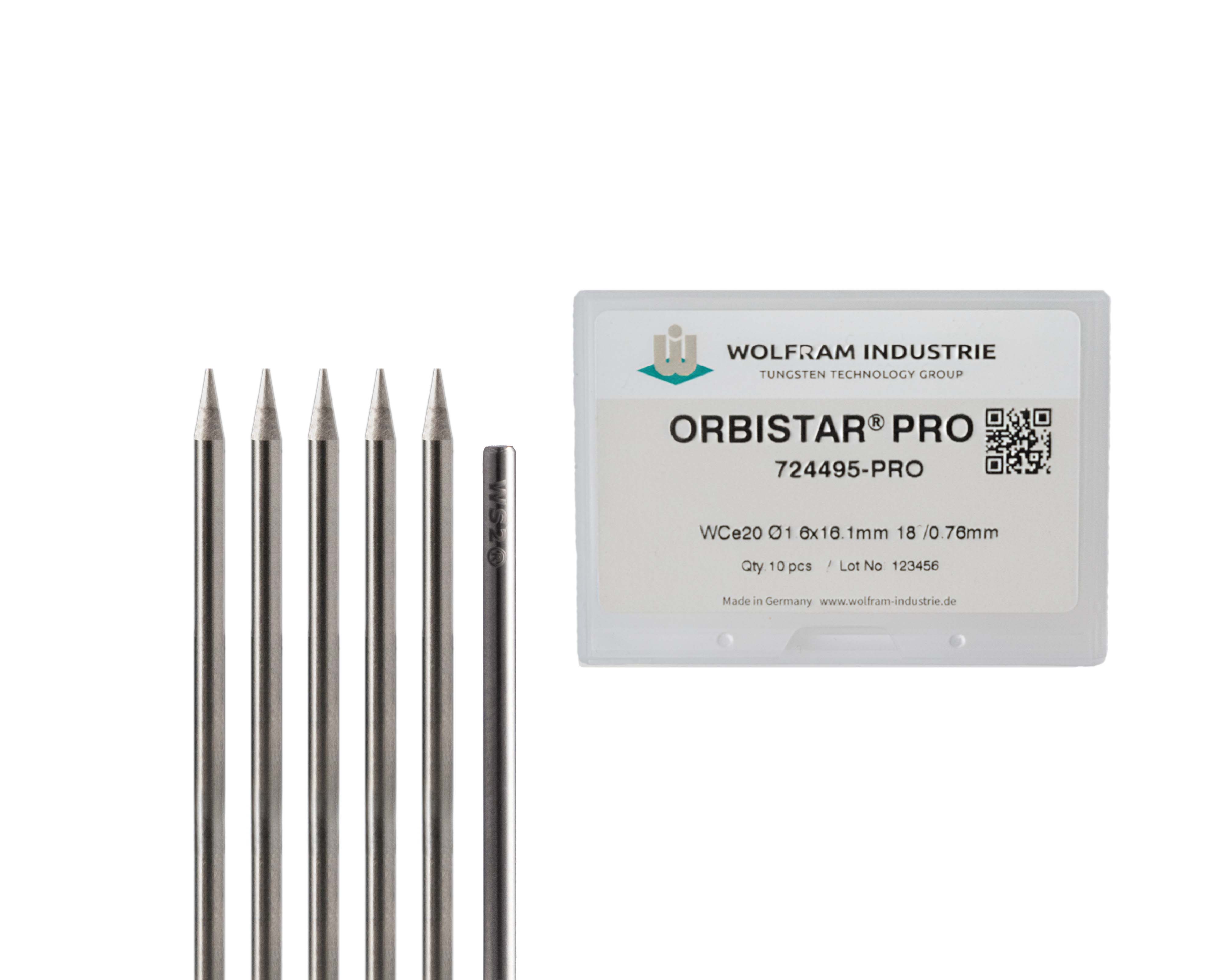 Wolfram Industrie ORBISTAR PRO WCe20 Pre-Ground Orbital Welding Electrodes (cut to weld-he - TIG tungsten electrode Saudi Ara