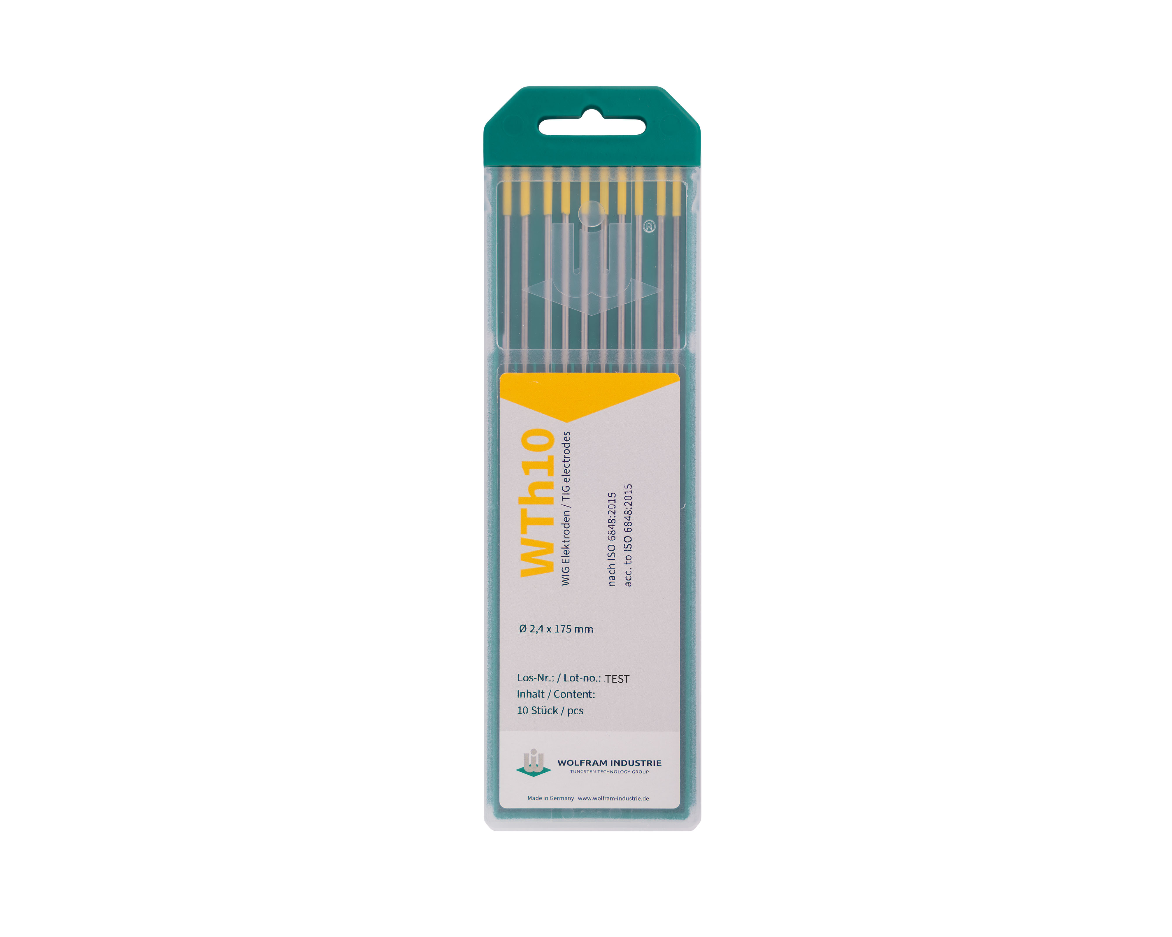 Wolfram Industrie WTh10 Thoriated Tungsten Electrode 2.4 x 175 mm (Yellow, pack of 10) - TIG tungsten electrode Saudi Arabia