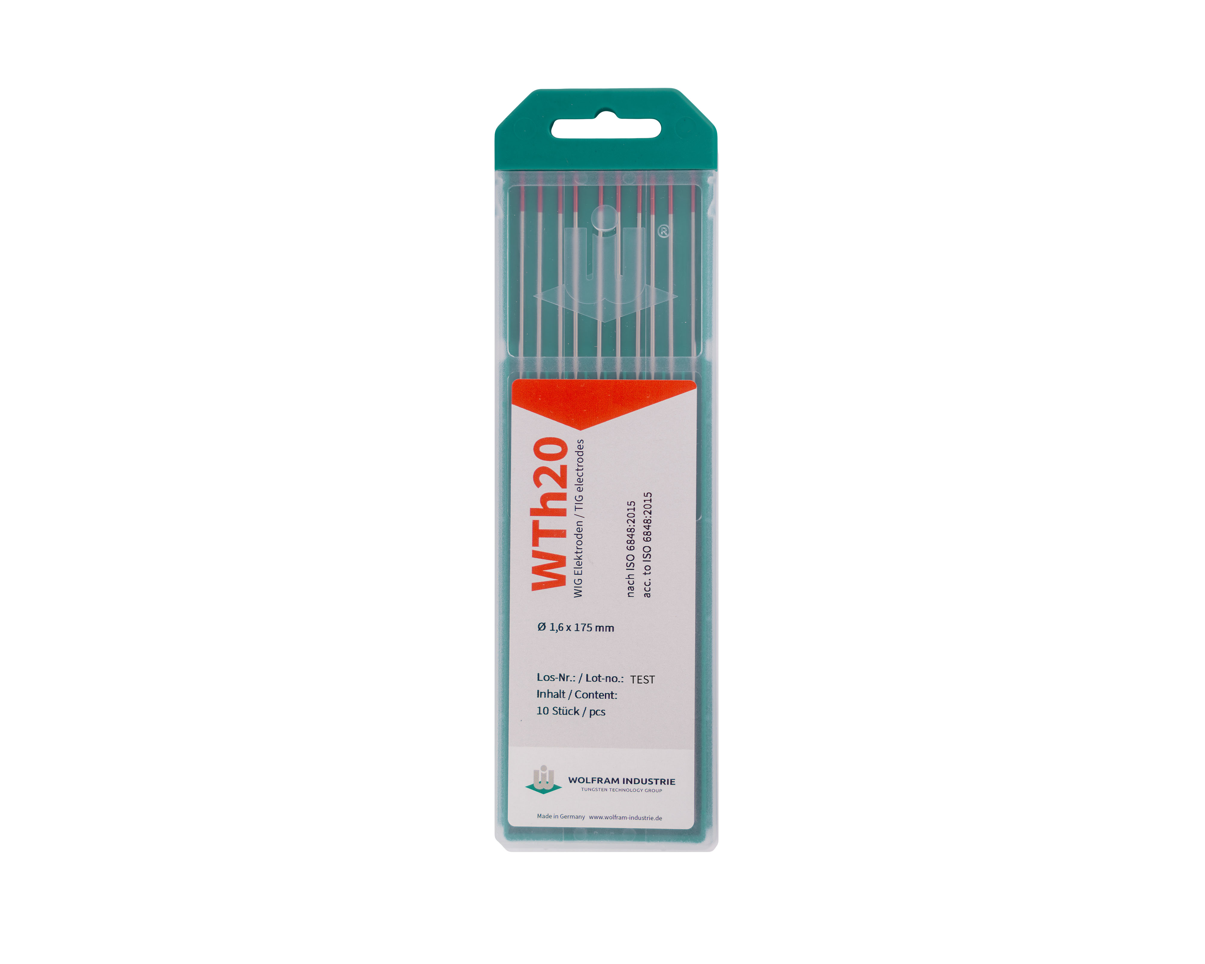 Wolfram Industrie WTh20 Thoriated Tungsten Electrode 2.4 x 175 mm (Red, pack of 10) - TIG tungsten electrode Saudi Arabia