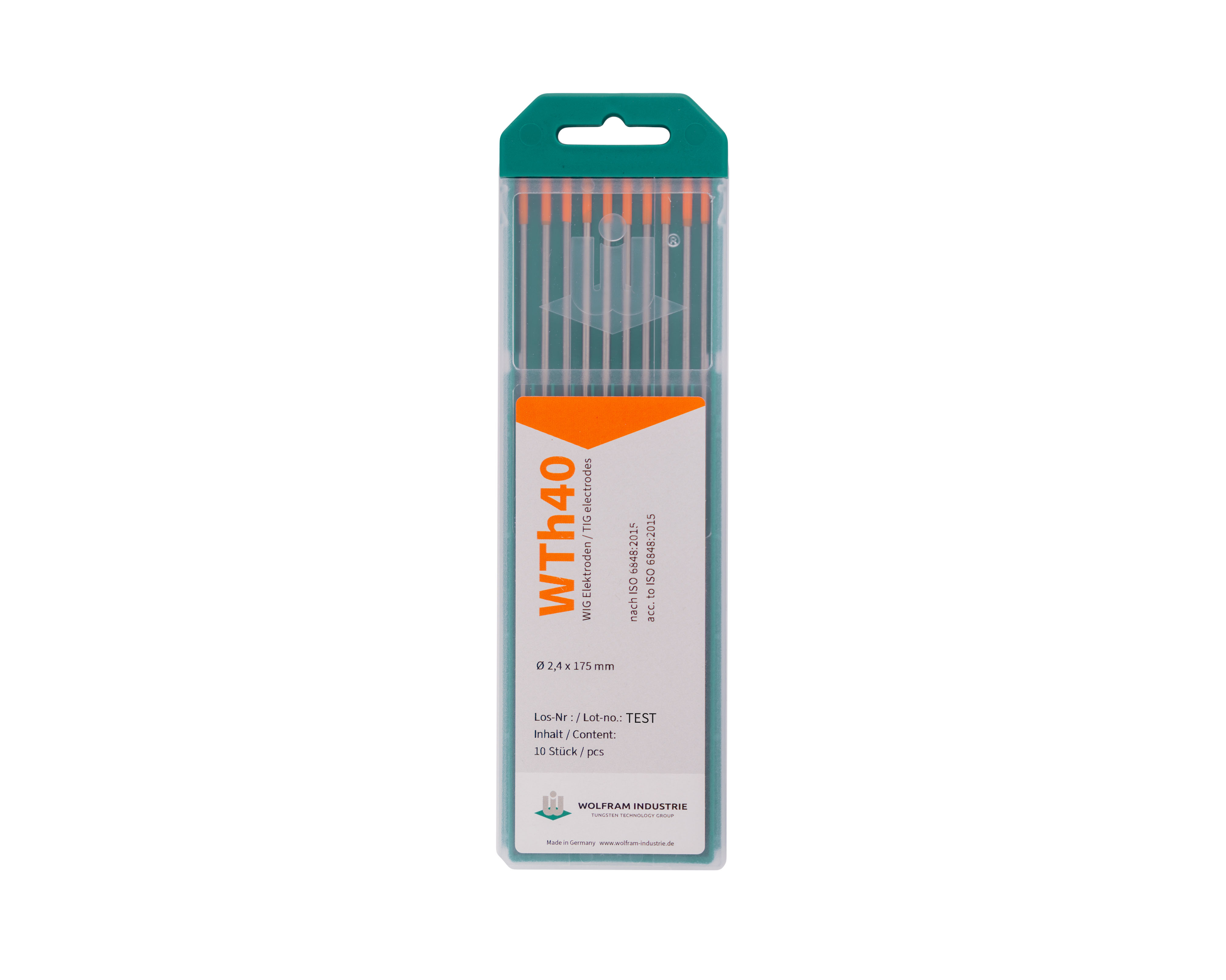 Wolfram Industrie WTh40 Thoriated Tungsten Electrode 2.4 x 175 mm (Orange, pack of 10) - TIG tungsten electrode Saudi Arabia 