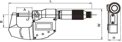Dasqua IP65 Waterproof Digital Outside Micrometer - DIN 863 Coolant Proof Precision Gauge (0-150mm / 0-6") - Variations  - Technical Diagram - Dasqua 4410-1105