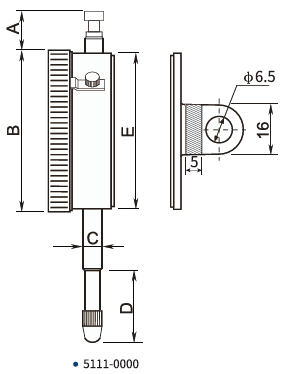 Dasqua Precision Dial Indicator – DIN 878 Metric & Inch Graduations (Lug or Flat Back) - Variations - Technical Diagram - Dasqua 5111-1005