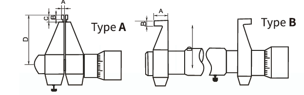 Precision Inside Micrometer with Ratchet Stop – Caliper-Type Internal Measuring Tool (Metric/Inch Options) - Variations - Technical Diagram - Dasqua 4911-8105