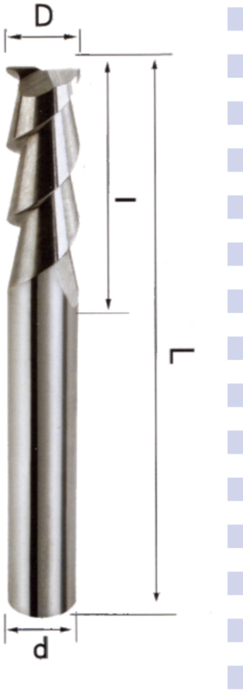 STROVOLT Ø8×75 aluminium end mill dimension diagram (D, l, L, d) — image 2