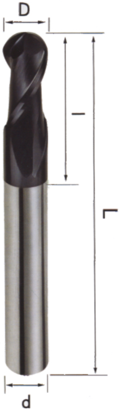 STROVOLT Ø3×50 ball-nose end mill dimension diagram (D, l, L, d) — image 2