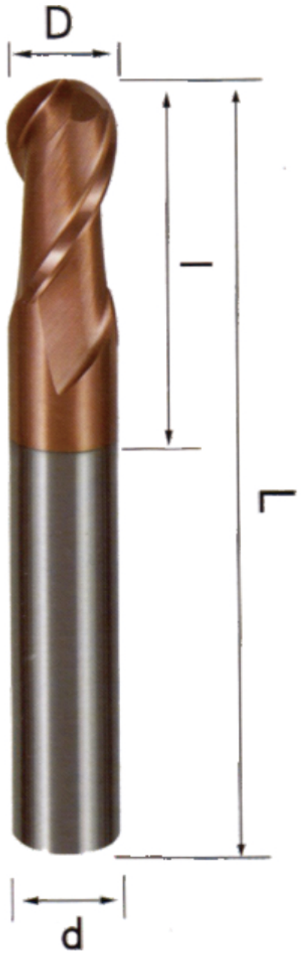 STROVOLT Ø3×50 ball-nose end mill dimension diagram (D, l, L, d) — image 2