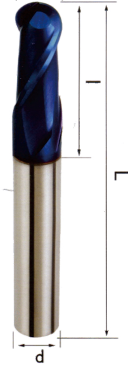 STROVOLT Ø3.5×50 ball-nose end mill dimension diagram (D, l, L, d) — image 3