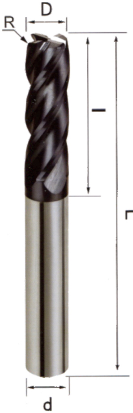 STROVOLT Ø10×100 corner-radius end mill dimension diagram (D, l, L, d) — image 3