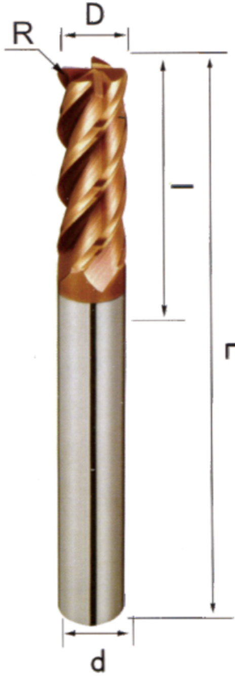 STROVOLT Ø4×75 corner-radius end mill dimension diagram (D, l, L, d) — image 2