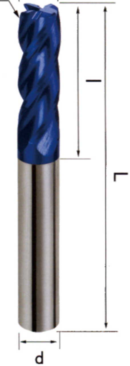 STROVOLT Ø4×75 corner-radius end mill dimension diagram (D, l, L, d) — image 2