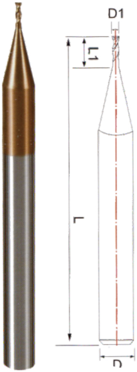 STROVOLT Ø0.4×50 micro end mill dimension diagram (D, l, L, d) — image 3