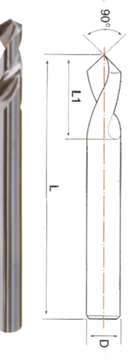 STROVOLT Ø3 90° point / spot drill dimension diagram (D, l, L, d) — image 3